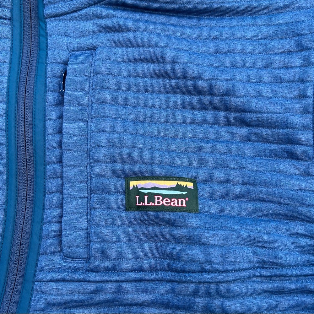 L.L.Bean Heathered Royal Blue Quilted Fleece Jacket